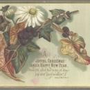 Victorian Christmas Card Leaves and Flowers Joyful Christmas and Happy New Year