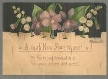 Victorian New Year Greeting Card A Glad New Year to You with Violets