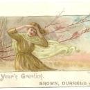 Victorian L. Prang New Year Card with Lovely Lady From Brown, Durrell & Co.