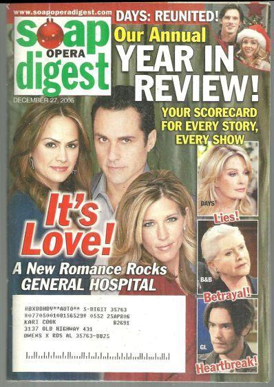 Soap Opera Digest Magazine December 27, 2005 New Romance on General Hospital