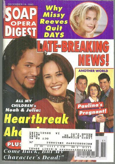 Soap Opera Digest Magazine December 19, 1995 Heartbreak Ahead for Noah and Julia