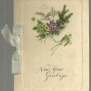 Victorian New Year Greeting Card With Flowers A Wish for Your New Year