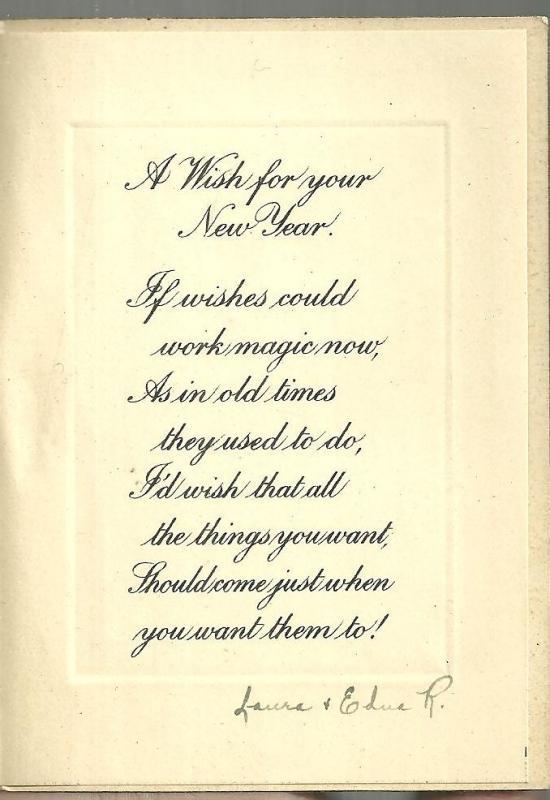 Victorian New Year Greeting Card With Flowers A Wish for Your New Year