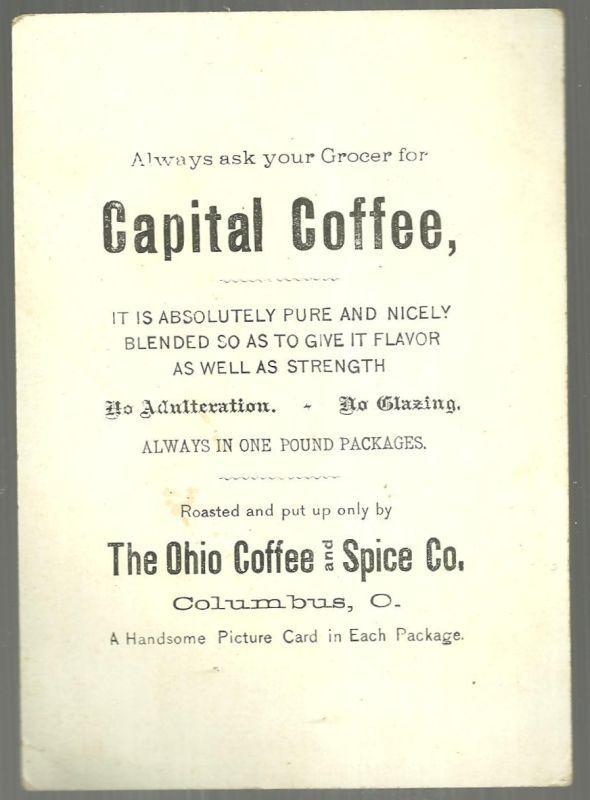 Victorian Trade Card for Capitol Coffee Columbus, Ohio with Winter Landscape