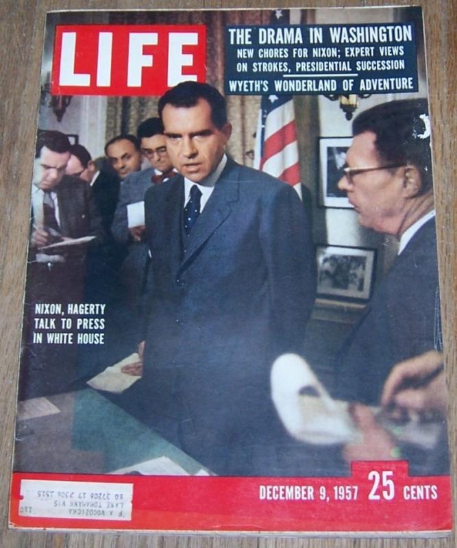 Life Magazine December 9, 1957 Nixon, Hagerty Talk to Press in White House