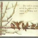 Victorian Prayer Card with Birds on a Snowy Branch Psalm 124: 7