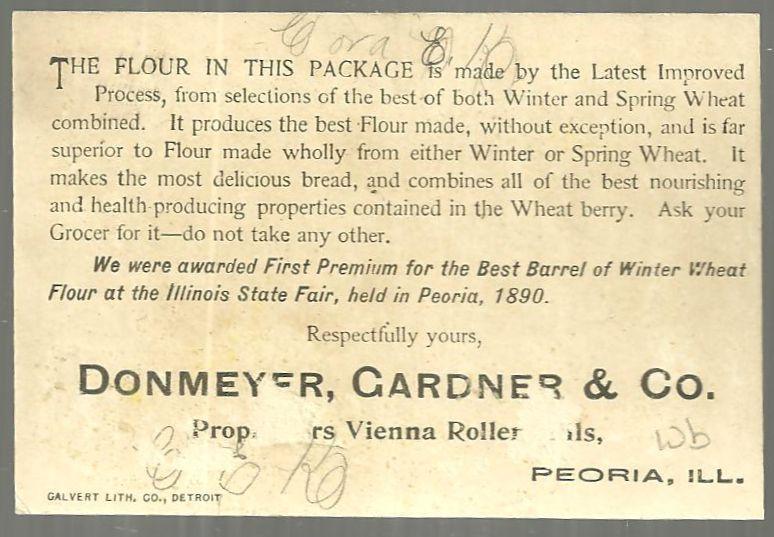 Victorian Trade Card Vienna Roller Mills Flour With Birds and Snowy Landscape