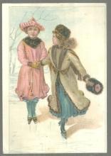 Victorian Trade Card Vienna Roller Mills Flour With Girls Ice Skating
