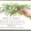 Victorian Trade Card for Benj. B. Jenks Provisions, Boston Lily of Valley