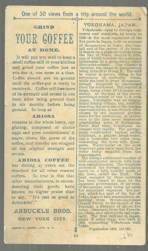 Victorian Trade Card for Arbuckle Bros. Coffee Yokohama, Japan