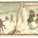 Victorian Trade Card for Liebig Company's Fleisch-Extract with Children in Snow