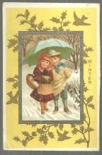 Victorian Trade Card for Colegrove Book Co. Seasons for 1883 Winter