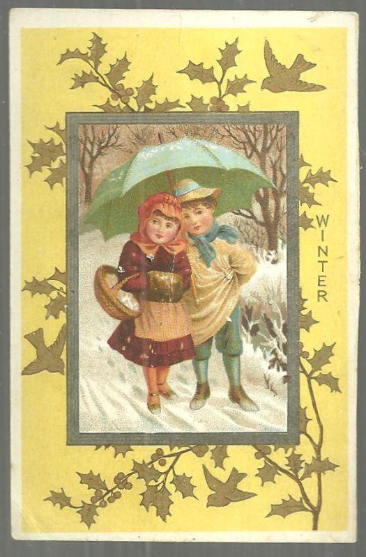 Victorian Trade Card for Colegrove Book Co. Seasons for 1883 Winter