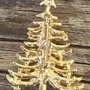Vintage Multicolored Rhinestone Christmas Tree Gold Tone Pin