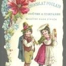 Victorian Trade Card For Chocolat Poulain with Boy and Girl Playing Instruments