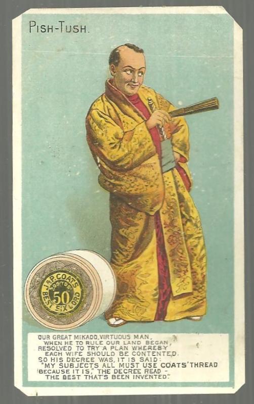 Victorian Trade Card for J. & P. Coats' Best Six Cord Thread Pish-Tush