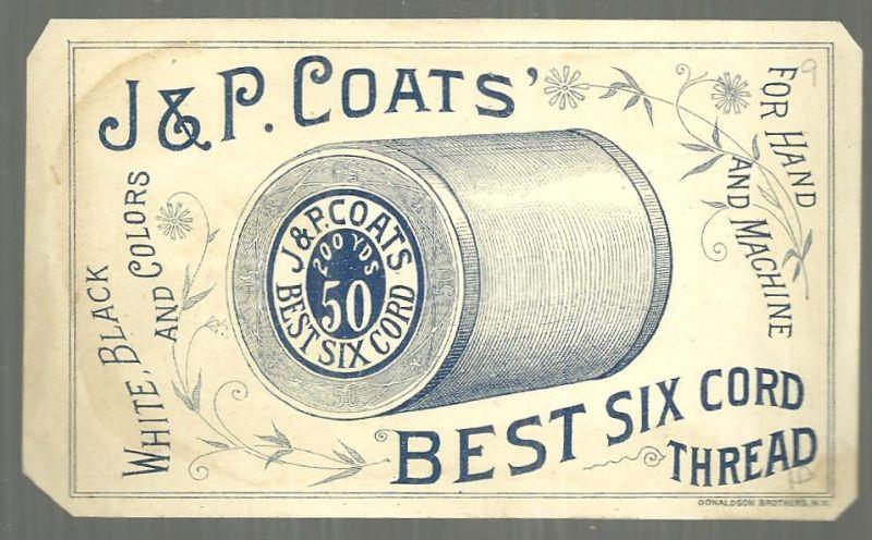 Victorian Trade Card for J. & P. Coats' Best Six Cord Thread Pish-Tush