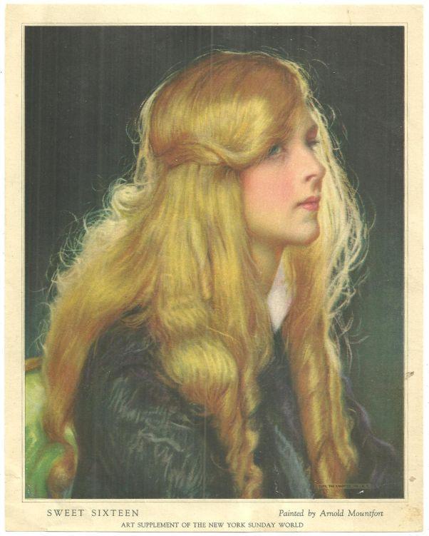 Vintage Picture Sweet Sixteen, Painted by Arnold Mountfort New York Sunday World