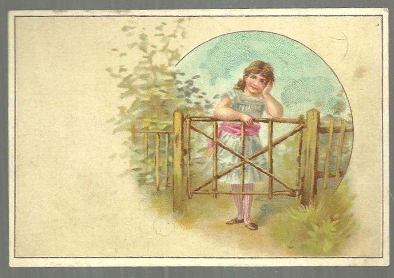 Victorian Trade Card for Banner Coffee With Lovely Girl at Garden Gate