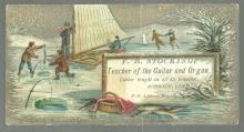 Victorian Trade Card For F. B. Stocking Teacher Ice Boating, Fishing and Skating