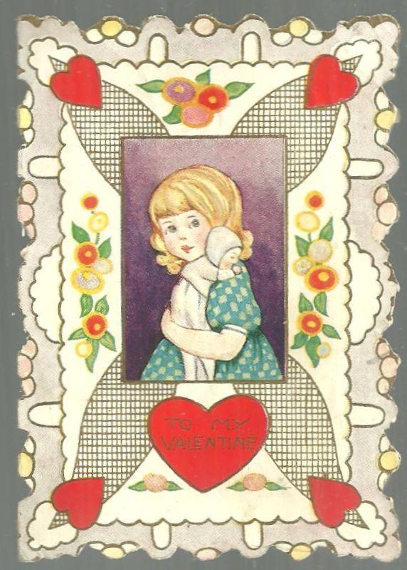 Whitney Made Vintage Valentine Card with Girl and Her Doll To My Valentine