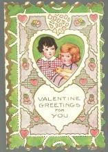 Whitney Made Vintage Valentine Card with Boy and Girl Holding a Duck