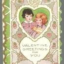 Whitney Made Vintage Valentine Card with Boy and Girl Holding a Duck