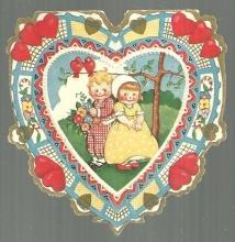 Whitney Made Vintage Valentine Card with Boy and Girl Standing Under Tree