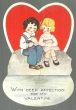 Vintage Valentine with Boy and Girl Fishing With Deep Affection for My Valentine