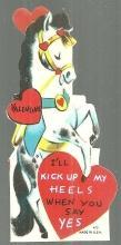Vintage Valentine with Dancing Horse I'll Kick Up My Heels When You Say Yes