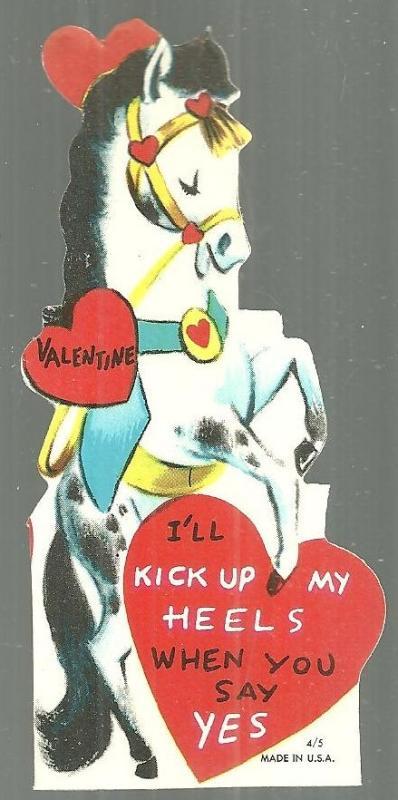Vintage Valentine with Dancing Horse I'll Kick Up My Heels When You Say Yes