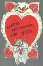 Vintage Valentine with Birds and Hearts Trimmed with Silver Glitter