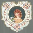 Vintage Heart Shaped Whitney Made Vintage Valentine Card with Girl and Irises