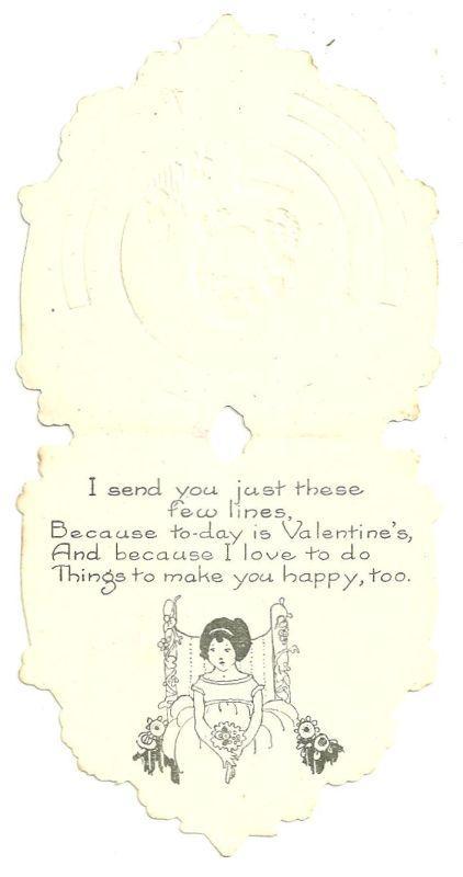 Vintage Heart Shaped Whitney Made Vintage Valentine Card with Girl and Irises