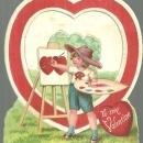 Made in Germany Vintage Valentine With Boy Artist and Pop-Up Heart