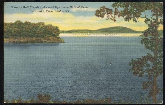 Postcard of View of Bull Shoals Lake From Lake View Boat Deck, Arkansas