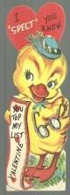 Vintage Valentine Card with Duck and Silver Glitter I Spect You Know