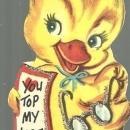 Vintage Valentine Card with Duck and Silver Glitter I Spect You Know