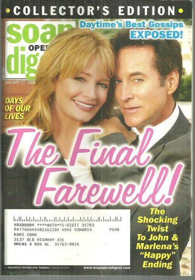 Soap Opera Digest Magazine January 27 2009 John and Marlena Days' Final Farewell