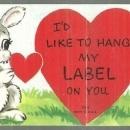 Vintage Valentine Card with Two Bunny Rabbits I'd Like to Hang my Label on You