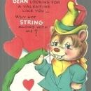 Vintage Valentine Card with Bear with a Green Bean I've Bean Looking