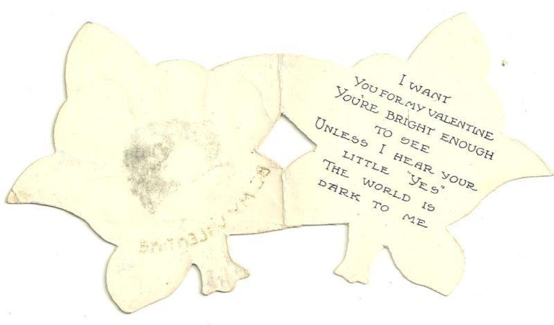 Vintage Flower Shaped Valentine Card with Flower Lady Be My Valentine