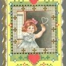 Pretty Little Maiden Victorian Valentine Greetings Card with School Girl