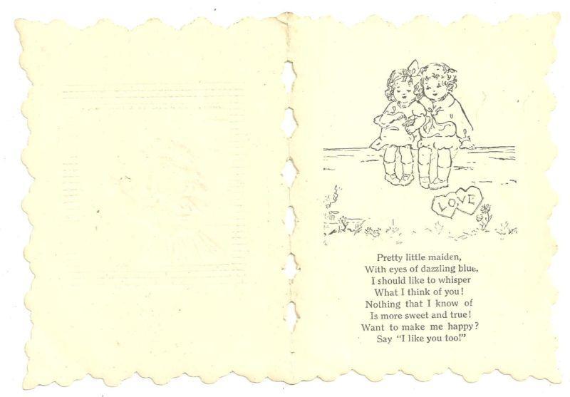 Pretty Little Maiden Victorian Valentine Greetings Card with School Girl