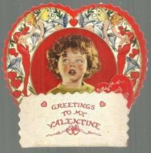 Victorian Fold Out Valentine with Tissue Honeycomb Little Boy Loving Greetings