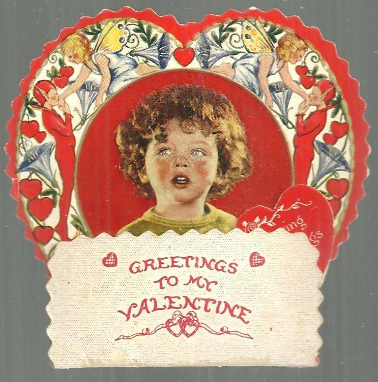 Victorian Fold Out Valentine with Tissue Honeycomb Little Boy Loving Greetings