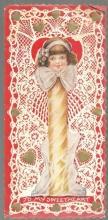 Vintage Valentine Card with Girl as Stick of Candy To My Swetheart