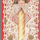 Vintage Valentine Card with Girl as Stick of Candy To My Swetheart
