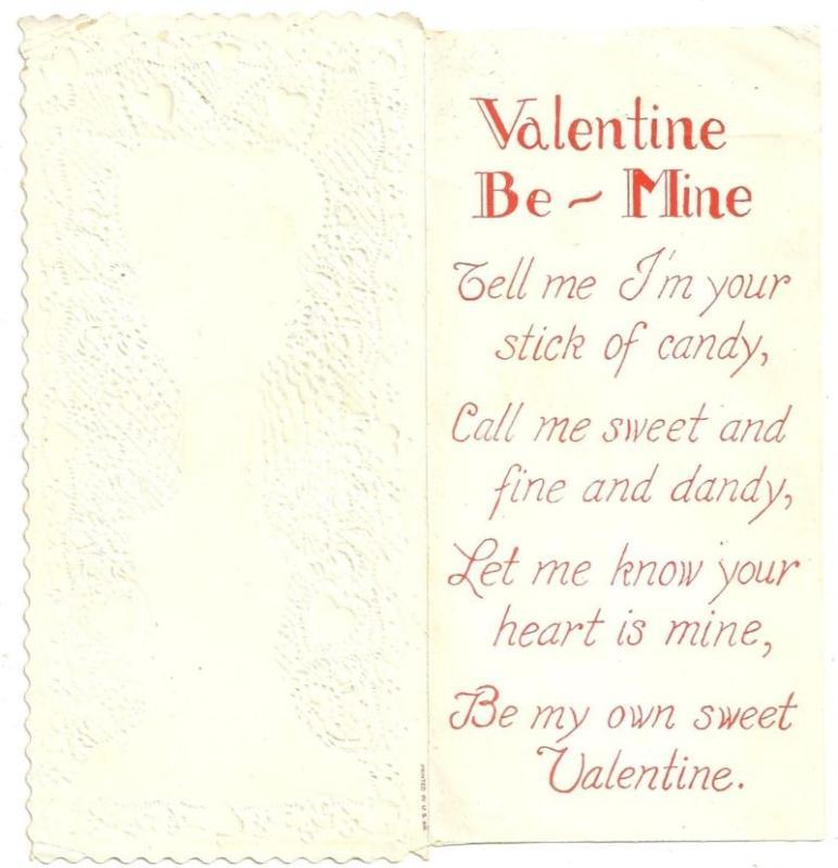 Vintage Valentine Card with Girl as Stick of Candy To My Swetheart