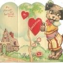 Vintage Fold Out Valentine with Dog My Heart is Behind This, My Valentine
